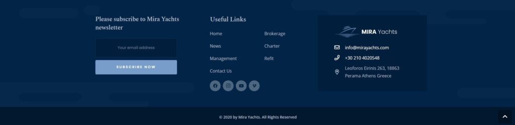 Mira Yachts - Portfolio Footer