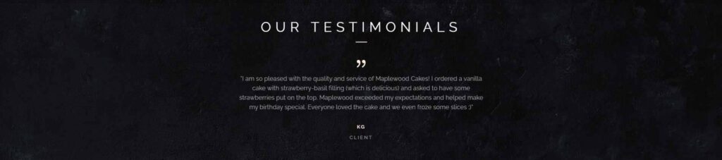 Maplewood Cakes - Testimonial
